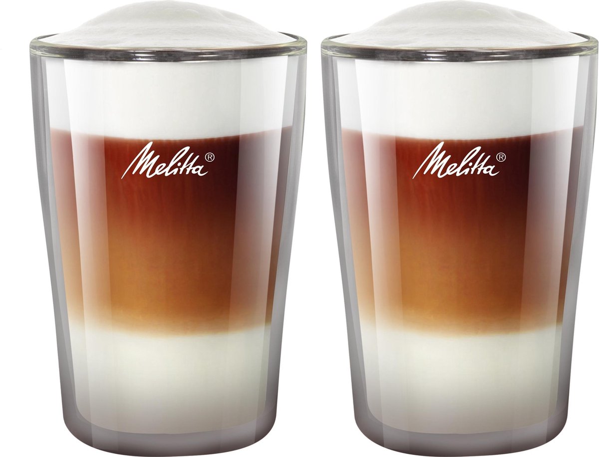 Melitta Set Of 2 Borosilicate Glasses For Latte Machiatto 300 Ml Transparent