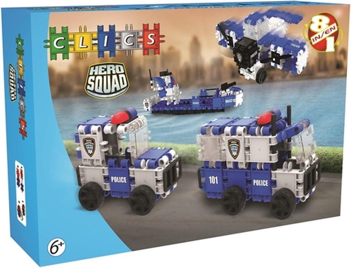 Clics Hero Squad Politie Box 8 in 1 - Constructie blokken