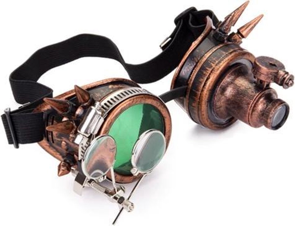 Steampunk bril goggles koper - led lampje