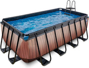 EXIT Wood zwembad 400x200x122cm met zandfilterpomp - bruin