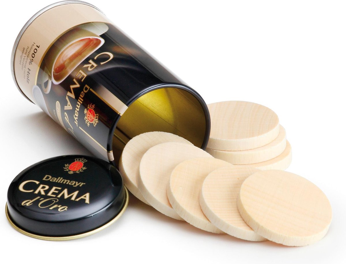 Erzi blikje met houten koffiepads