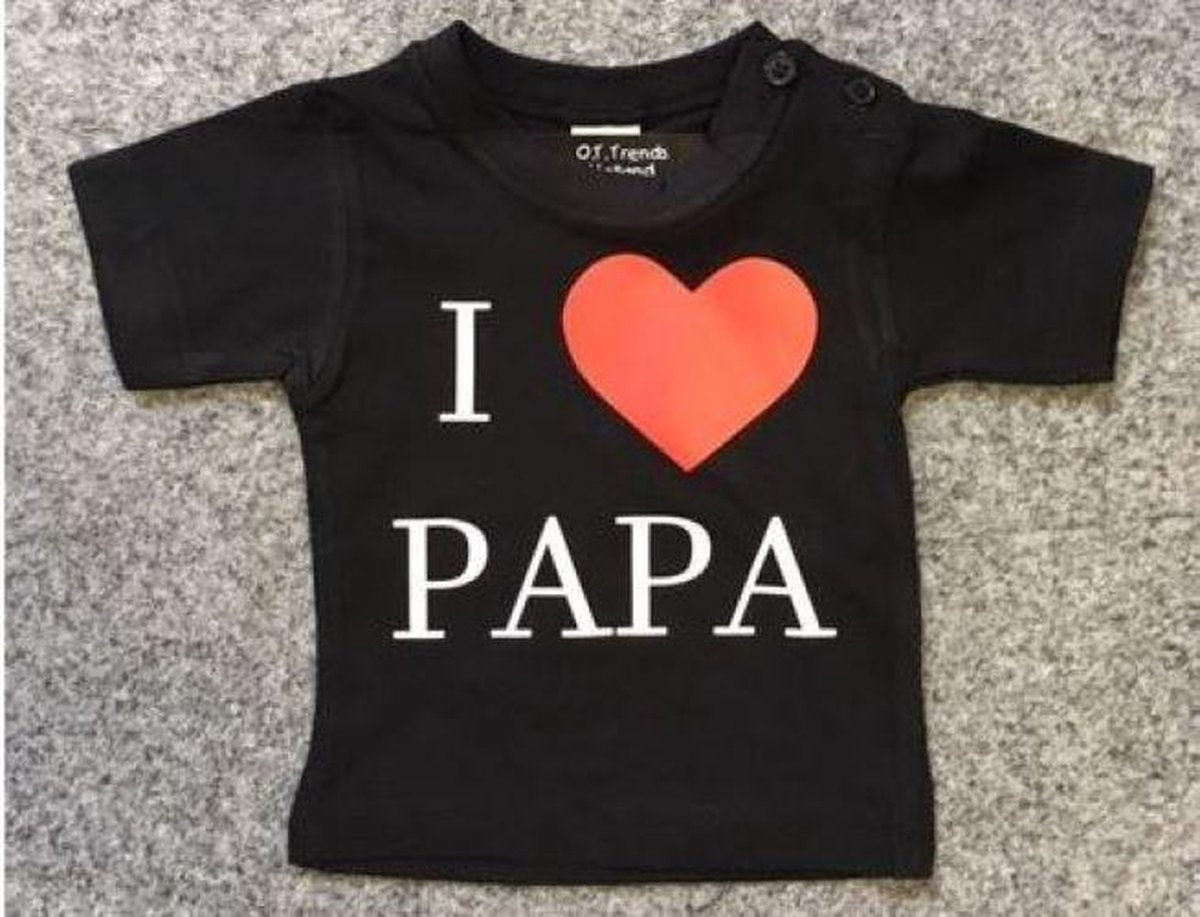 Baby shirt zwart met opdruk ''I ......PAPA'' maat 80