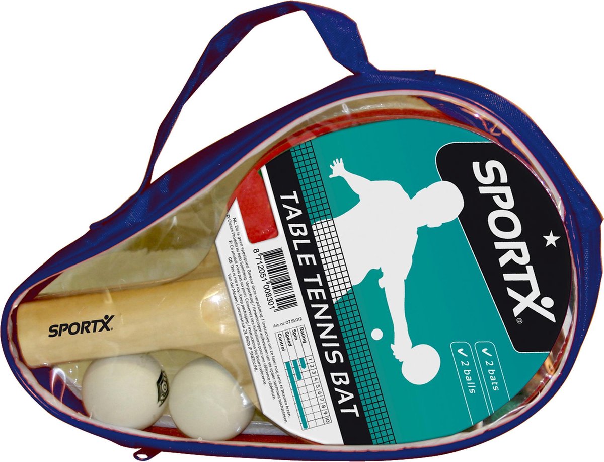 Sportx Tafeltennis 2Bats/2Bal Tas