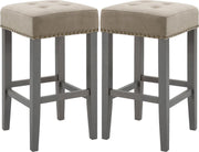 Set van 2 barkrukken met voetsteun - Barkruk - Kruk - Stoelen - Decoratie - Stof - Grijs - 38