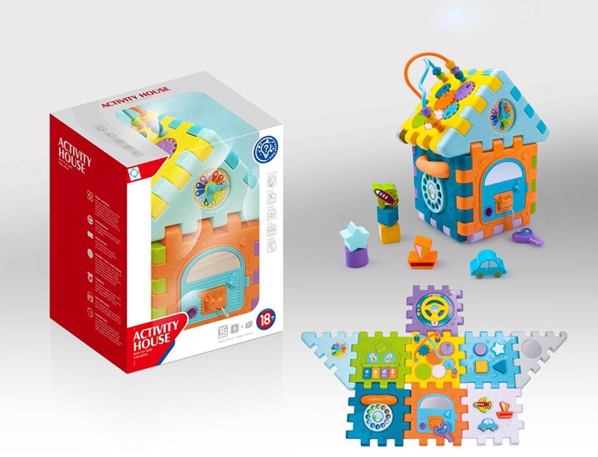 Blokken doos puzzel - Baby | Baby Speelgoed | Speelgoed Blokken 1 jaar |  Baby Speelgoed Box – 0 jaar | Blokkendoos Vormpjes – Baby Huisje