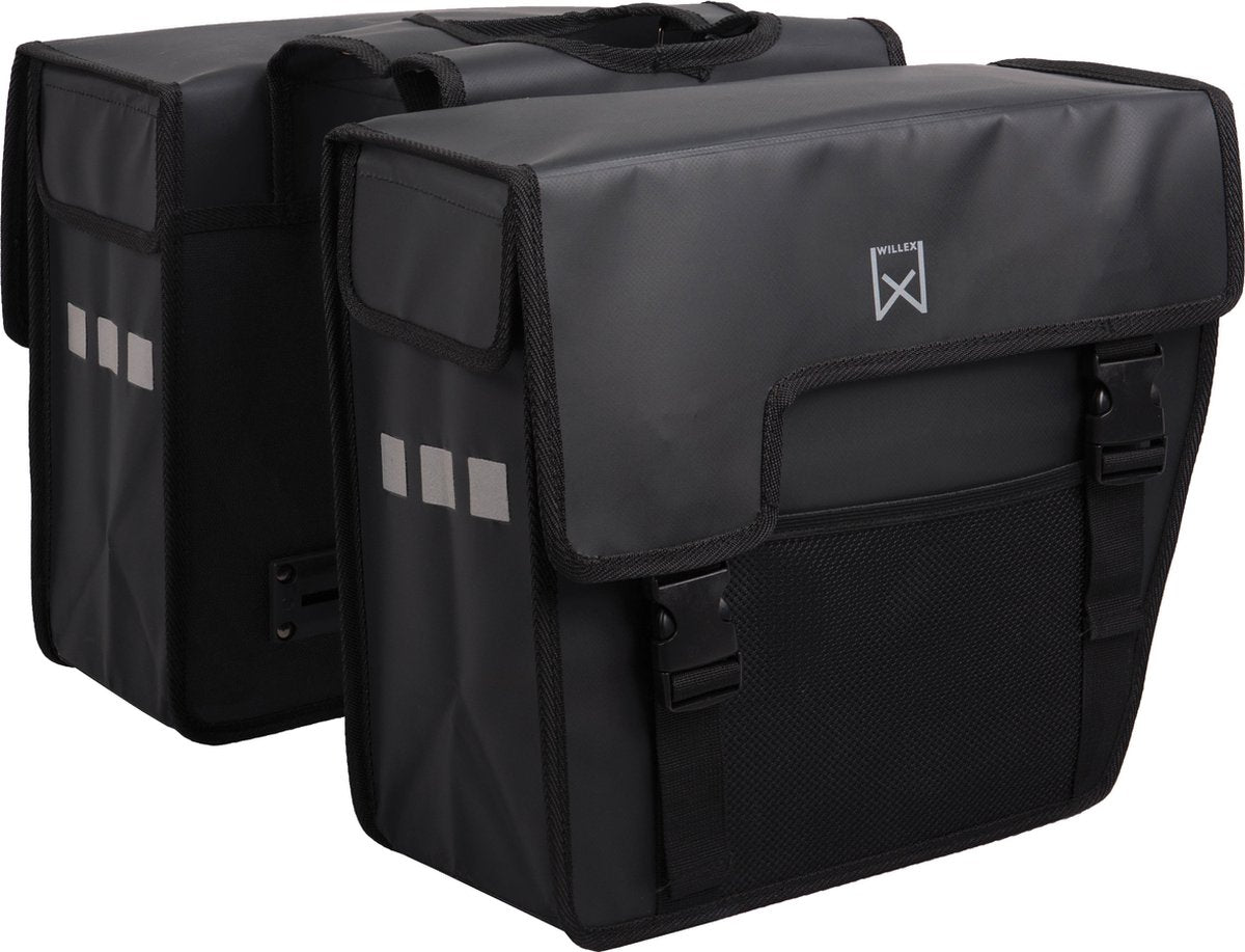 Willex Shopper Afgeschuind - Dubbele Fietstas - 33 liter - Mat Zwart