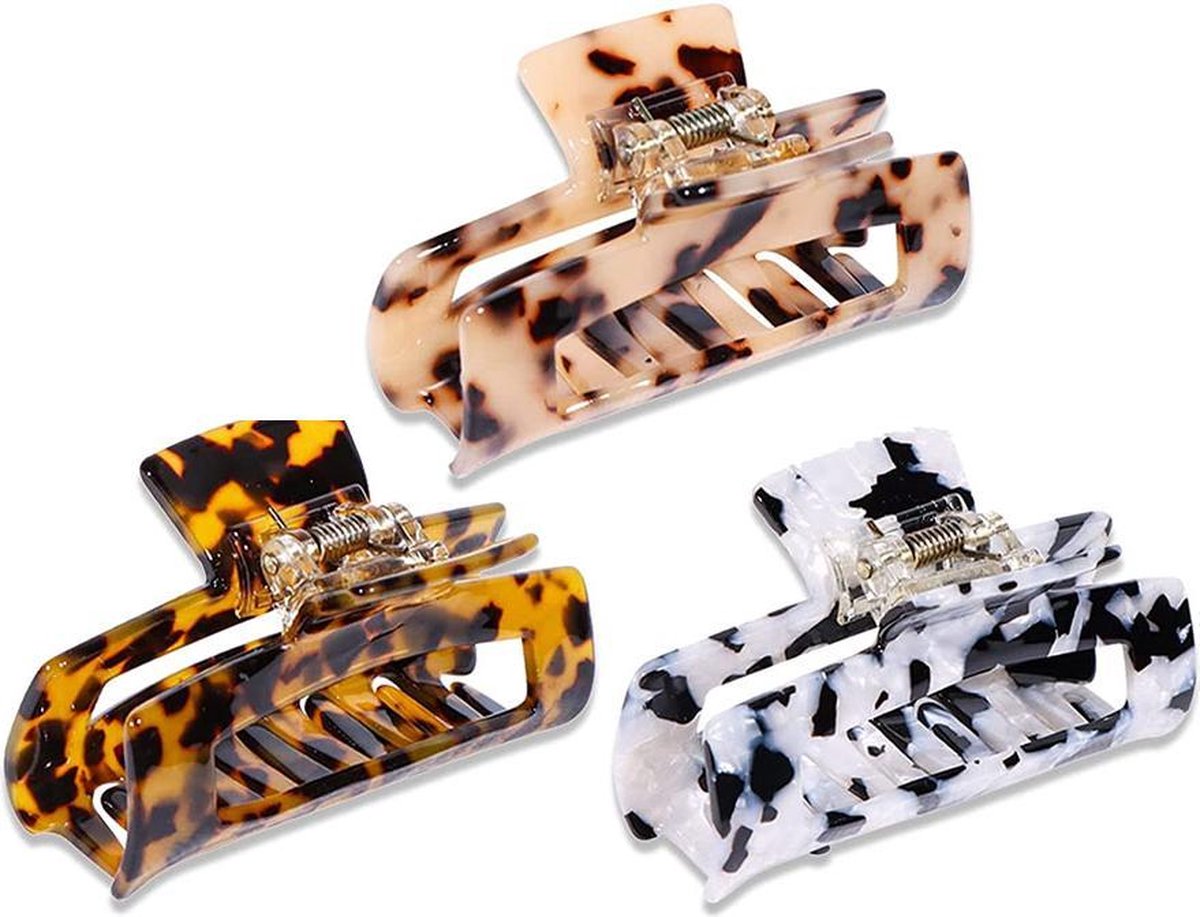 Haarclips Premium - 3 Stuks - Camouflage Kleuren- Haarklem - Haarklemmen Dames - Bananenklem - Haarspeld - Haarklauw - Haarklem Groot - Haarclip - Haarclip Groot - Haarspelden Dames