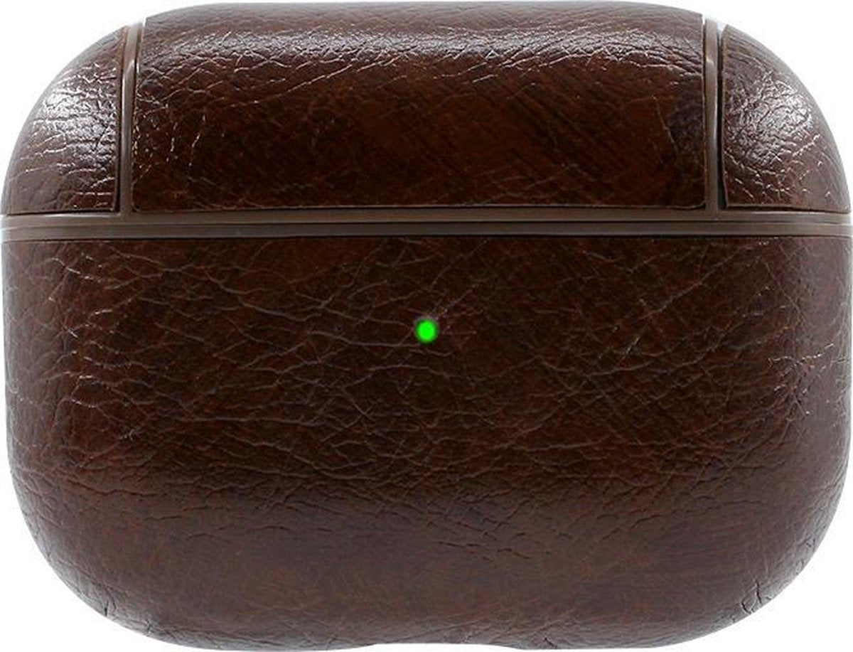 Apple Airpods 1 en 2 Lederlook Case - Leer - Hardcase - Sleutelhanger - Kunstleer - Apple Airpods - Donkerbruin