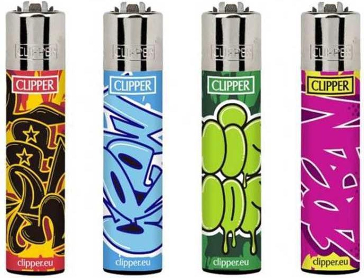 Clipper Aansteker - Graffiti - 4 stuks