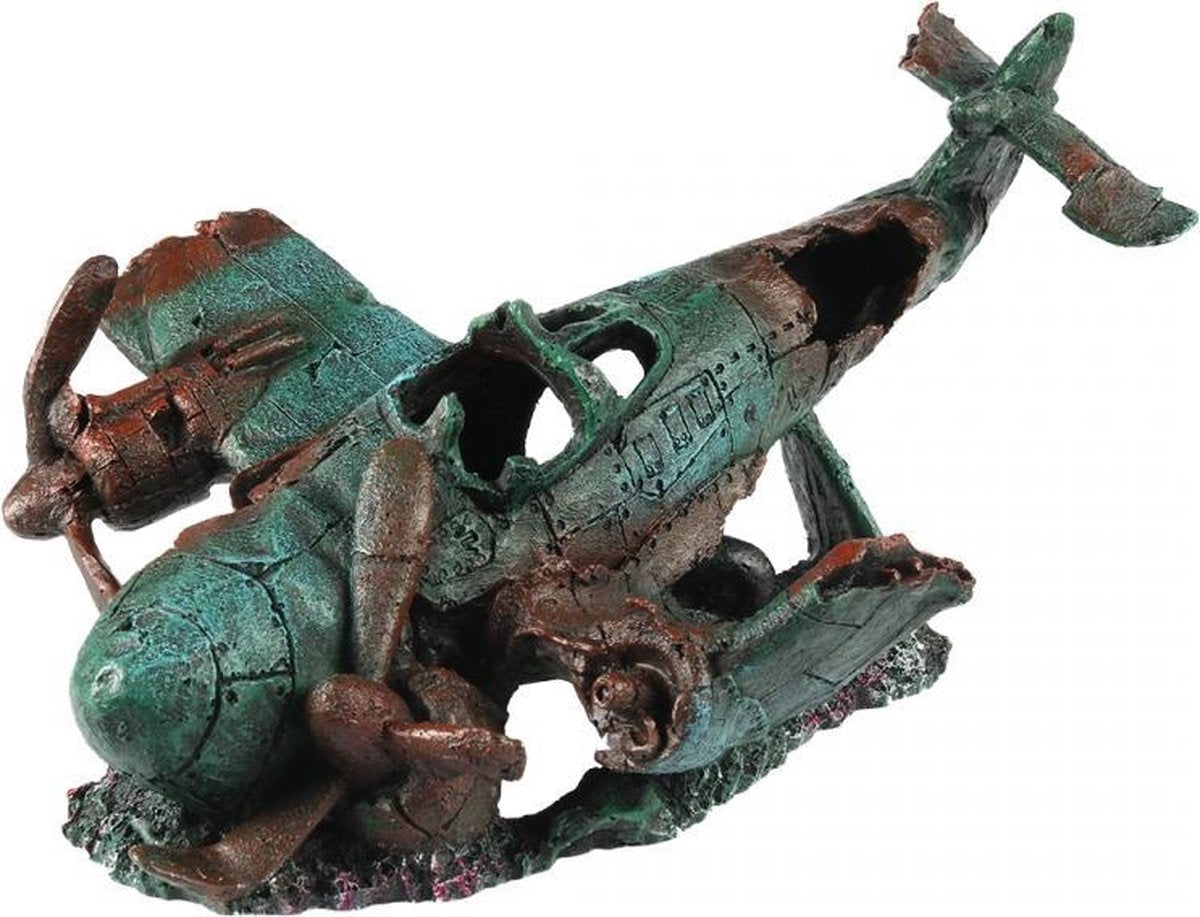 Aquarium ornament gezonken vliegtuig 32.5 x 21.5 x 18 cm