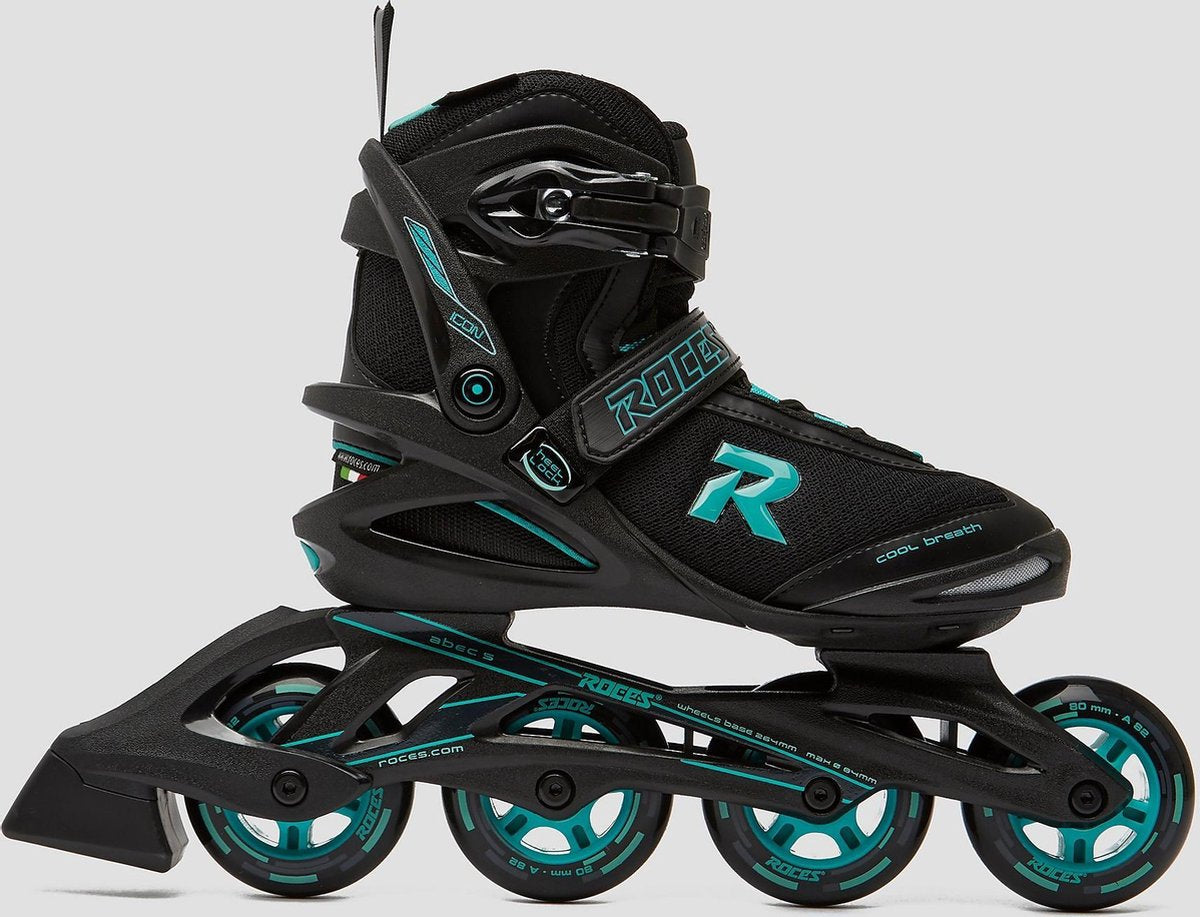 Roces Icon Skeelers / Inline Skates - Zwart/ Groen - Volwassenen - Maat 37