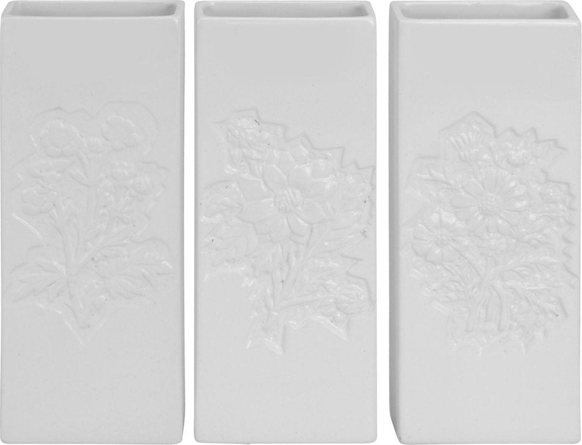 3x Witte radiator bak waterverdampers 20 cm - bloemen motief - Waterverdampers voor de verwarming - Luchtvochtigheid verhogen