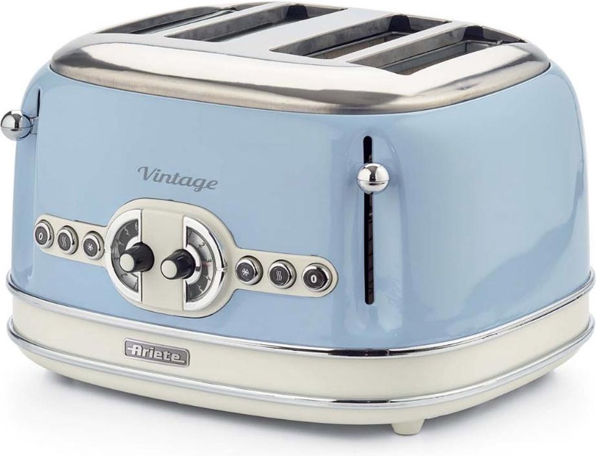 Ariete 156 Retro Broodrooster 4 Sneden Blauw