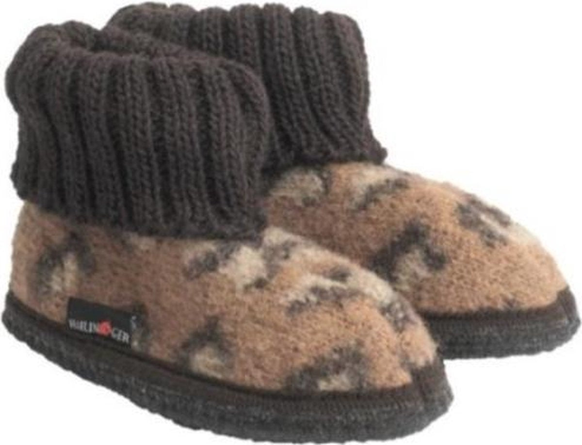 Haflinger Leopard Sokpantoffel - Donkerbruin - 24 - Vilt