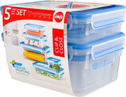 CLIP & CLOSE vershouddoos. set van 5 stuks. 0.25 / 0.55 / 1.00 / 1.20 / 2.3 L