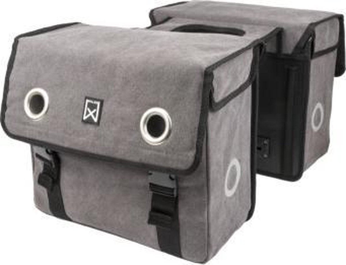 Willex canvas Dubbele Fietstas - 30 liter - Grijs