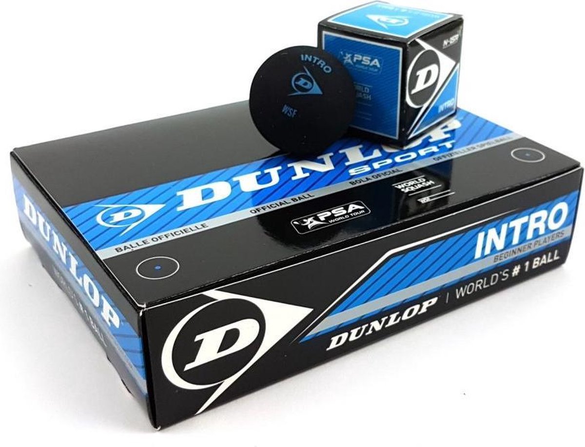 Dunlop INTRO - Squashballen beginner - 12box - zwart