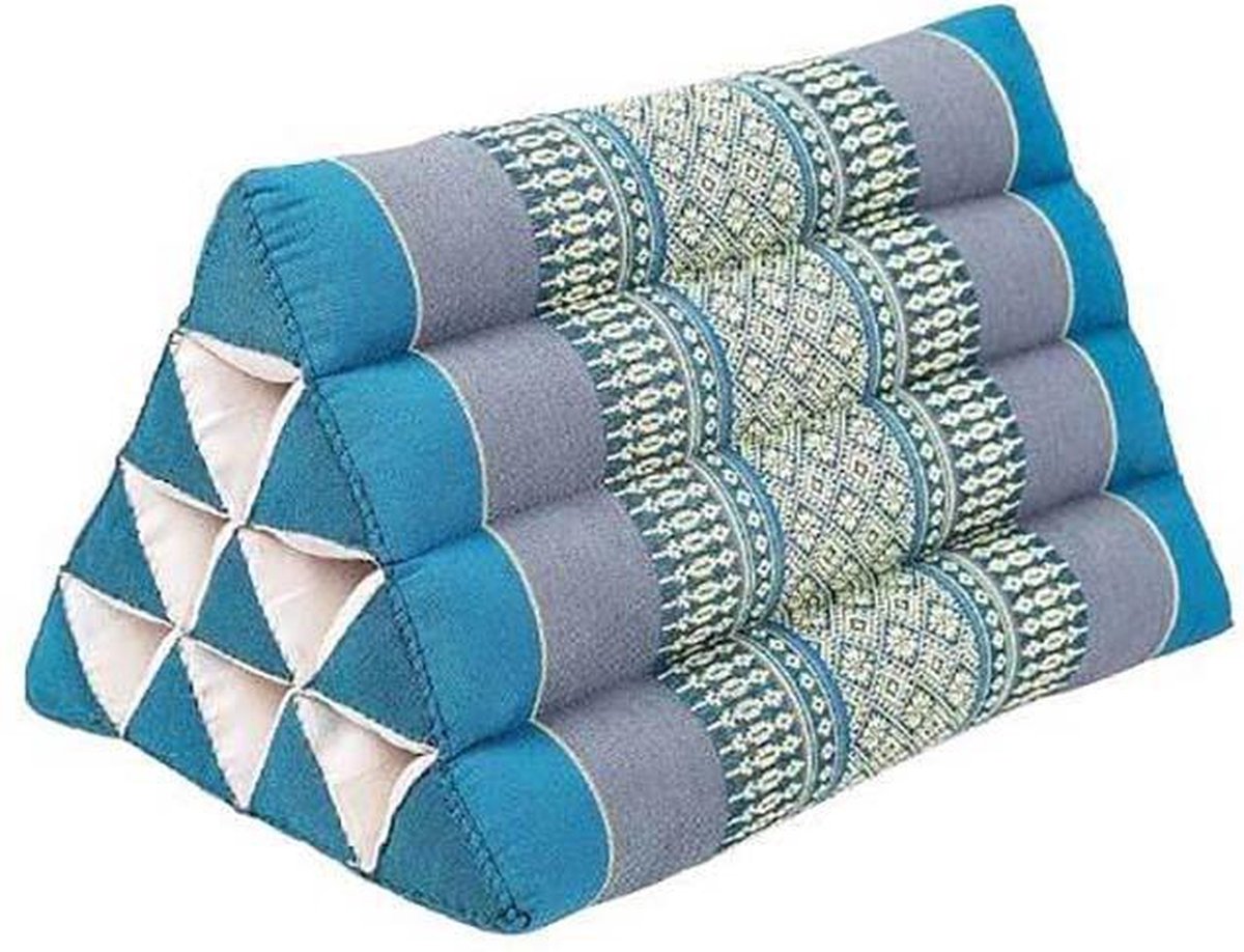 Driehoek kussen - Driehoekskussen - Thais kussen - Rug en steunkussen - Blauw/grijs