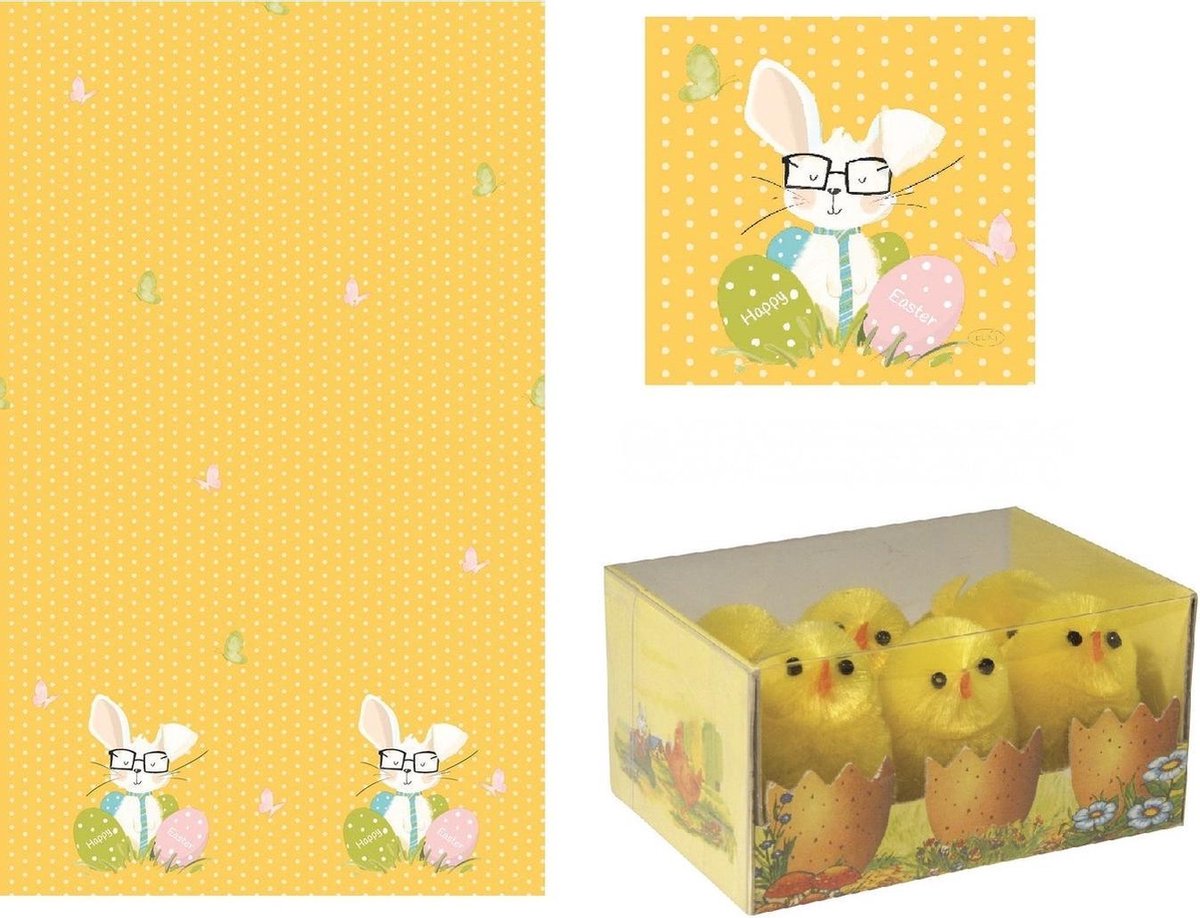 Pasen tafeldecoratie set paashaas print tafelkleed