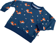 tinymoon Unisex Sweater – model batwing – Foxy – Blauw – Maat 98/104