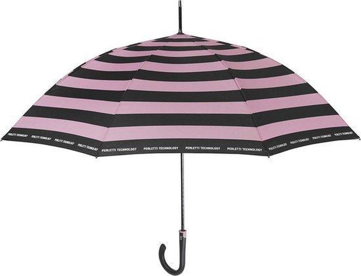 Perletti Paraplu Strepen 112 Cm Automatisch Dames Roze/zwart