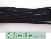 Zwarte Chenille/Pijpenrager/Knutseldraad -30cm x 6mm - 100 stuks