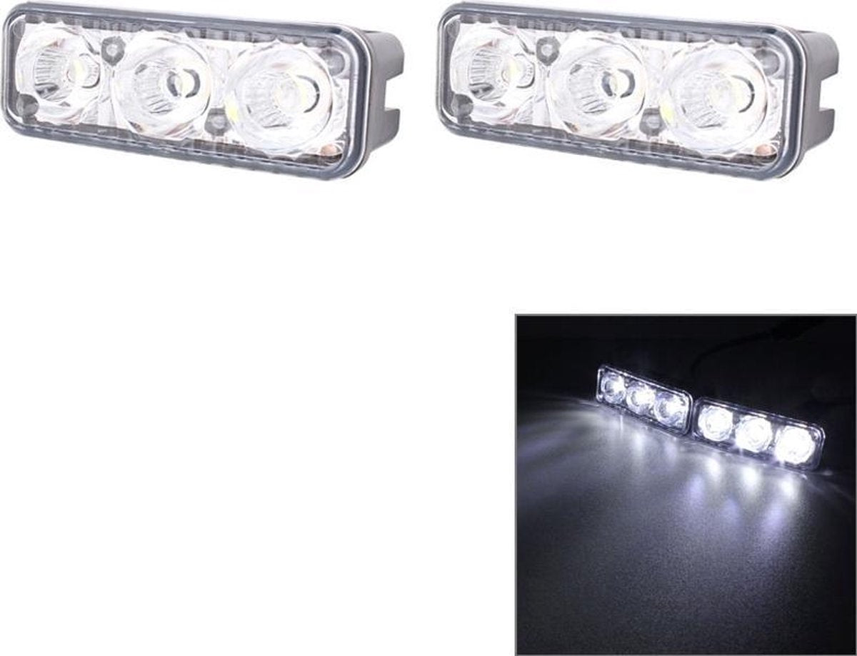 2 STKS MZ 9 W 540LM 6500 K 3-LED Wit Licht Bedrade Auto Dagrijverlichting Mistlamp