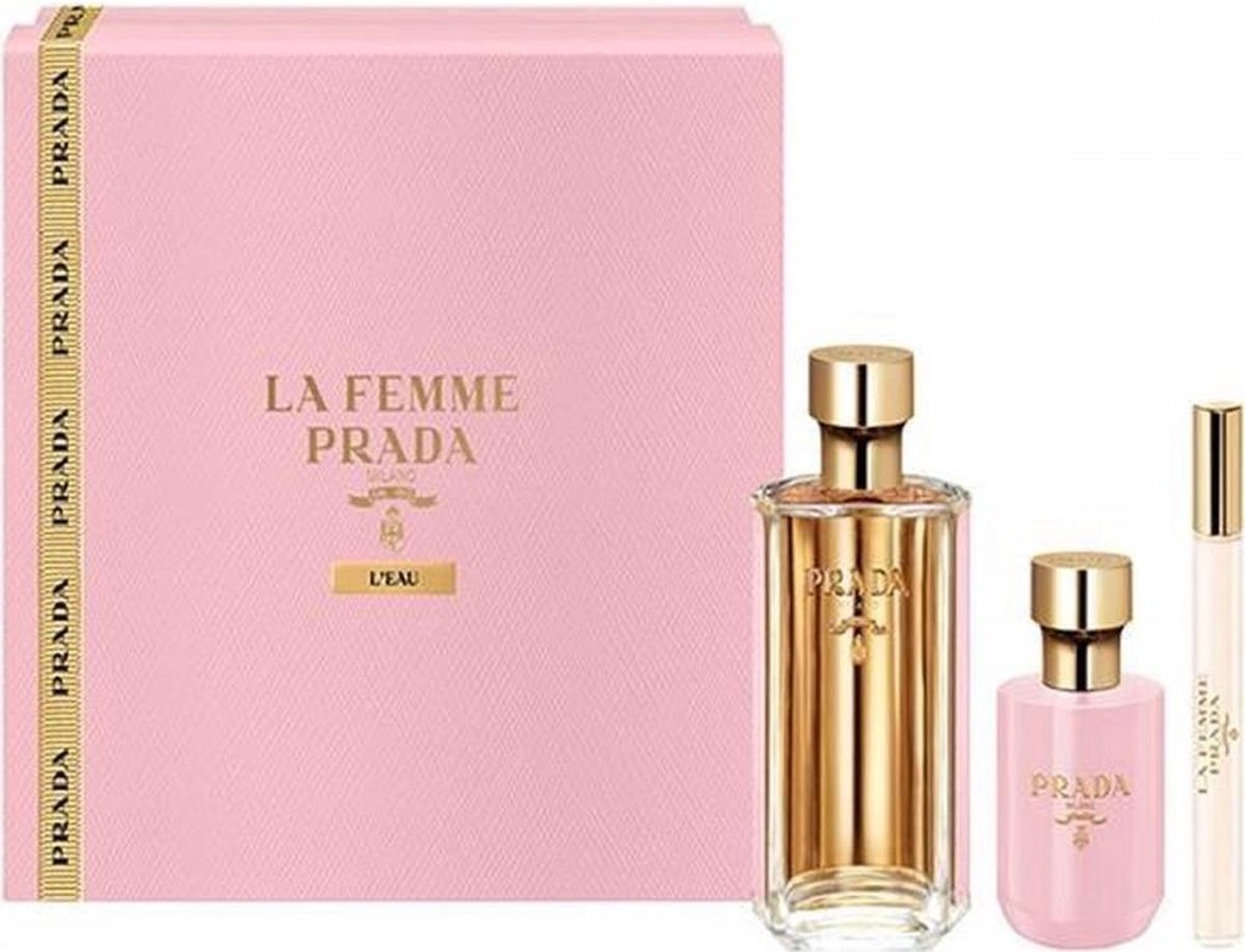 Prada La Femme L'Eau Giftset 210ml Edt Spray 100ml/Body Lotion 100ml/Rollerball 10ml