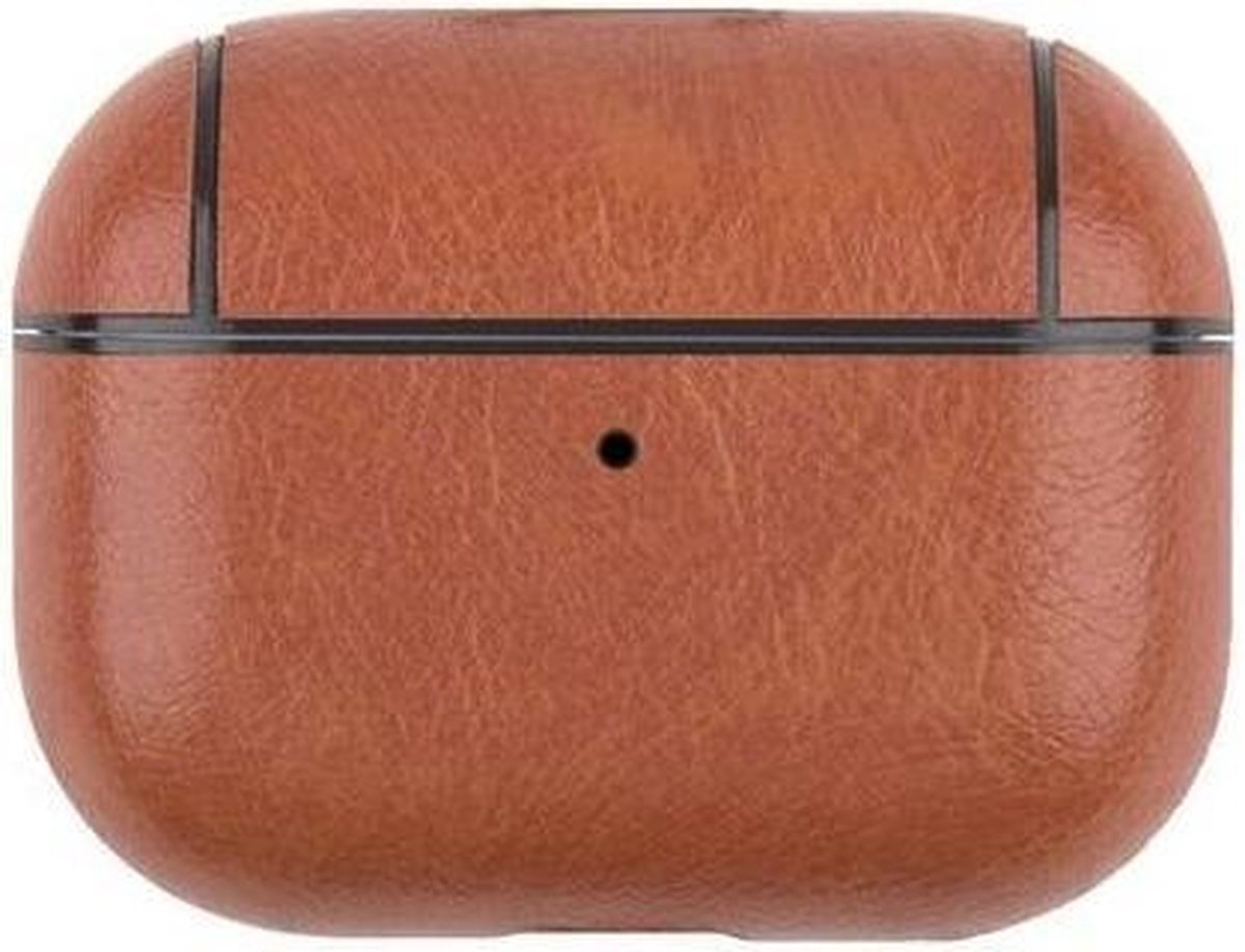 Teleplus Apple Airpods Pro Leather Cover Silicone Case with Hook Brown hoesje