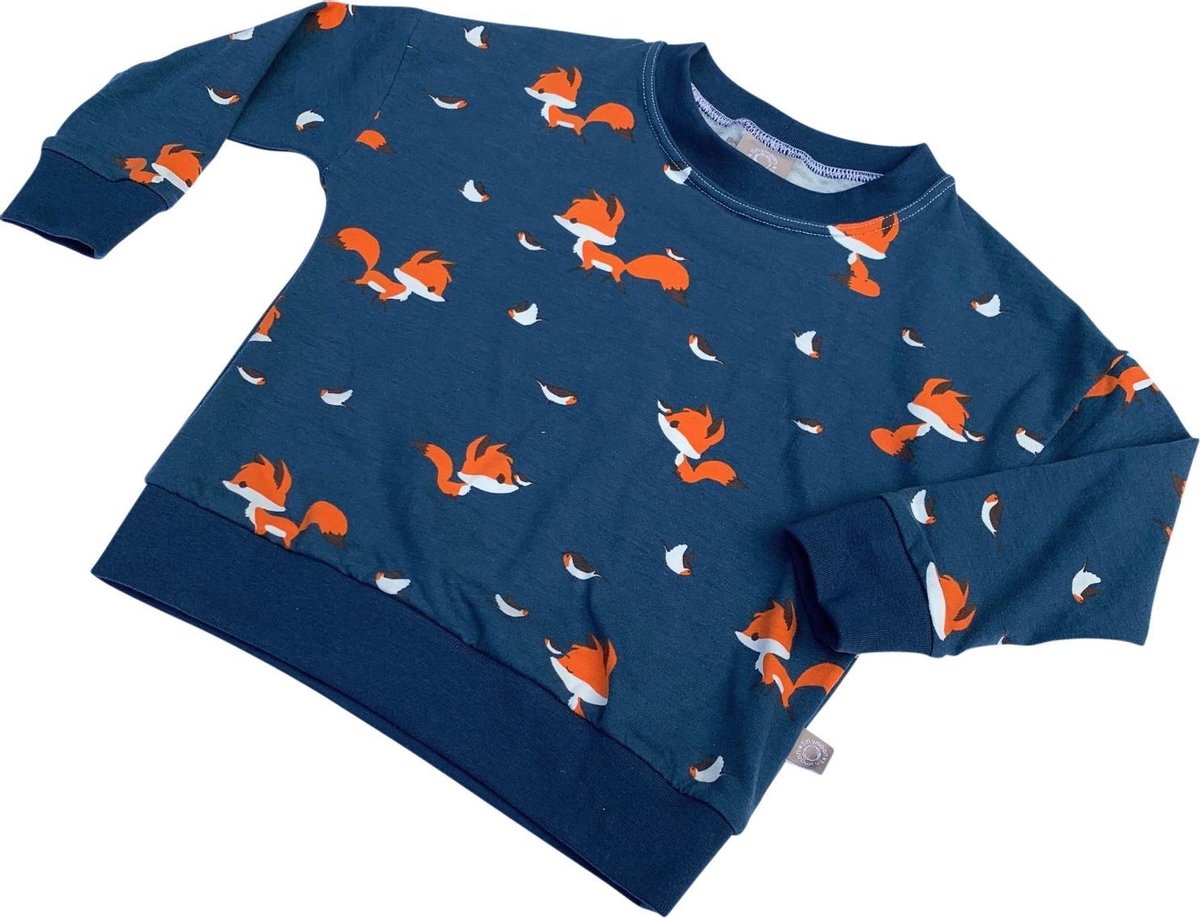tinymoon Unisex Sweater – model batwing – Foxy – Blauw – Maat 110/116