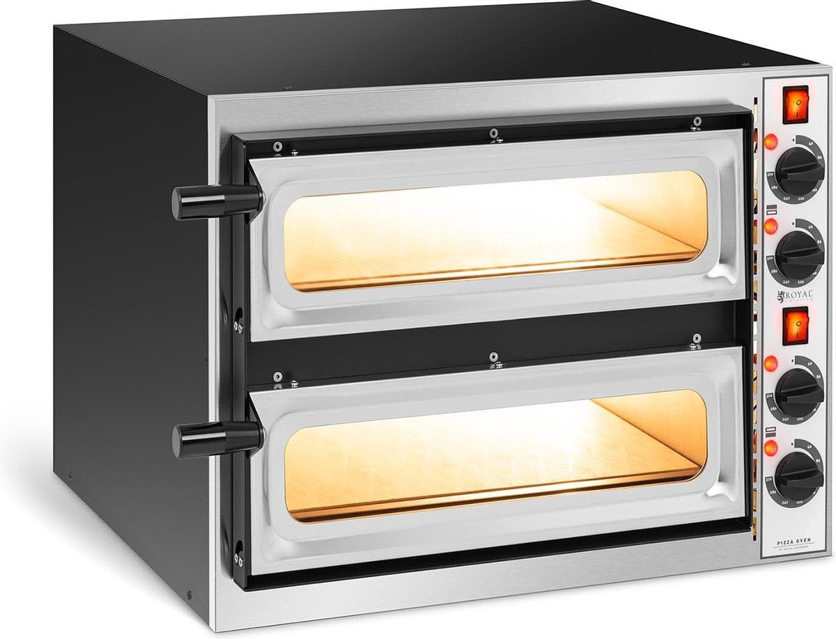 Royal Catering Pizzaoven - 2 kamers - 2 x Ø 32 cm - glazen venster