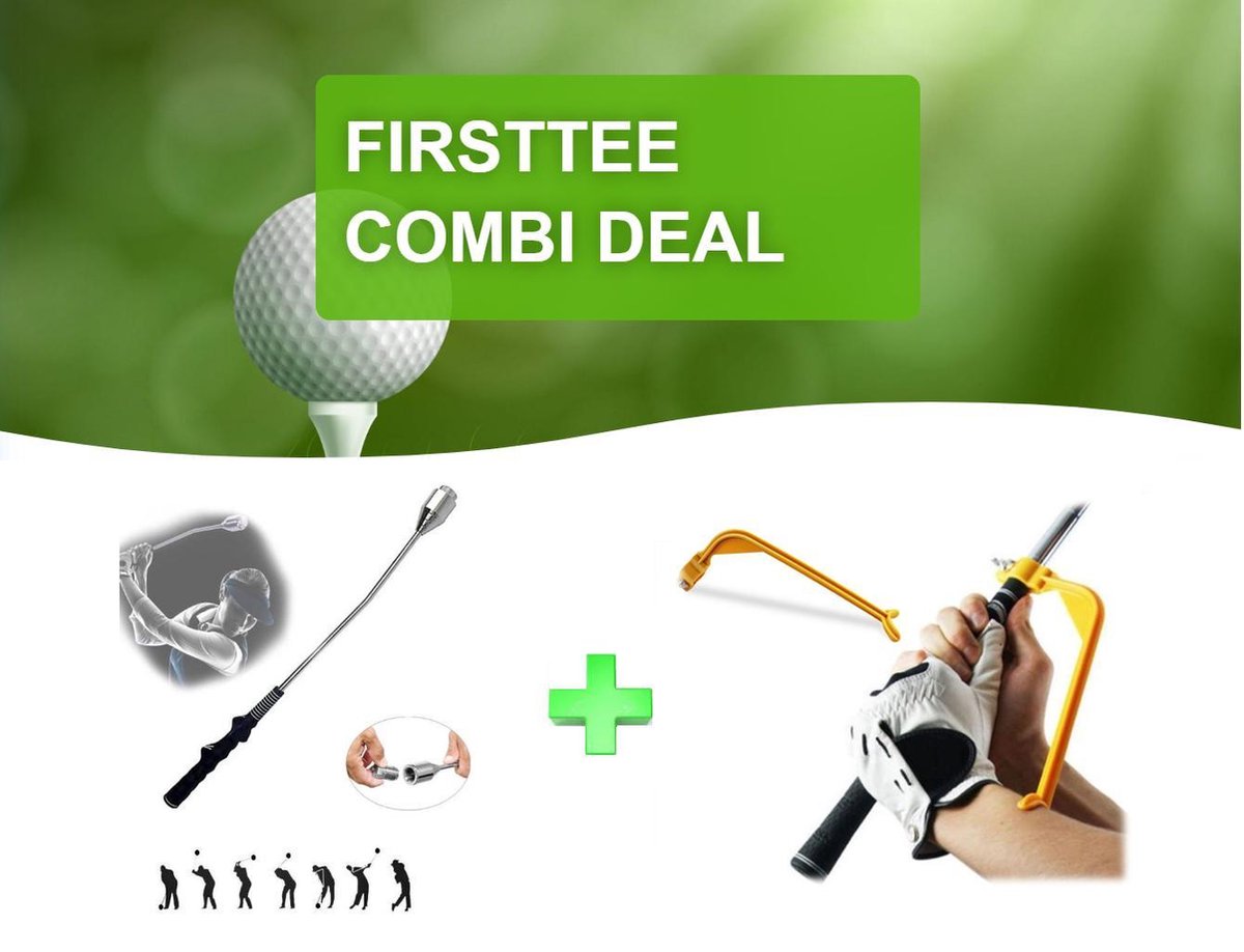 Firsttee - COMBI DEAL - STUNTPRIJZEN - Swingtrainer & Swing Guide - Warming up - Golfswing - Griphouder - Golf sport - Trainer - Golf accessoires - Golftrainingsmateriaal - Trainingsmaterialen - Cadeau - Swing - Swingtrainer - Golf trainer - Golfset
