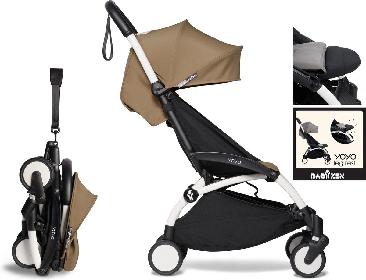 Babyzen YOYO² buggy vanaf 6 maanden inclusief beensteun -  toffee met frame wit