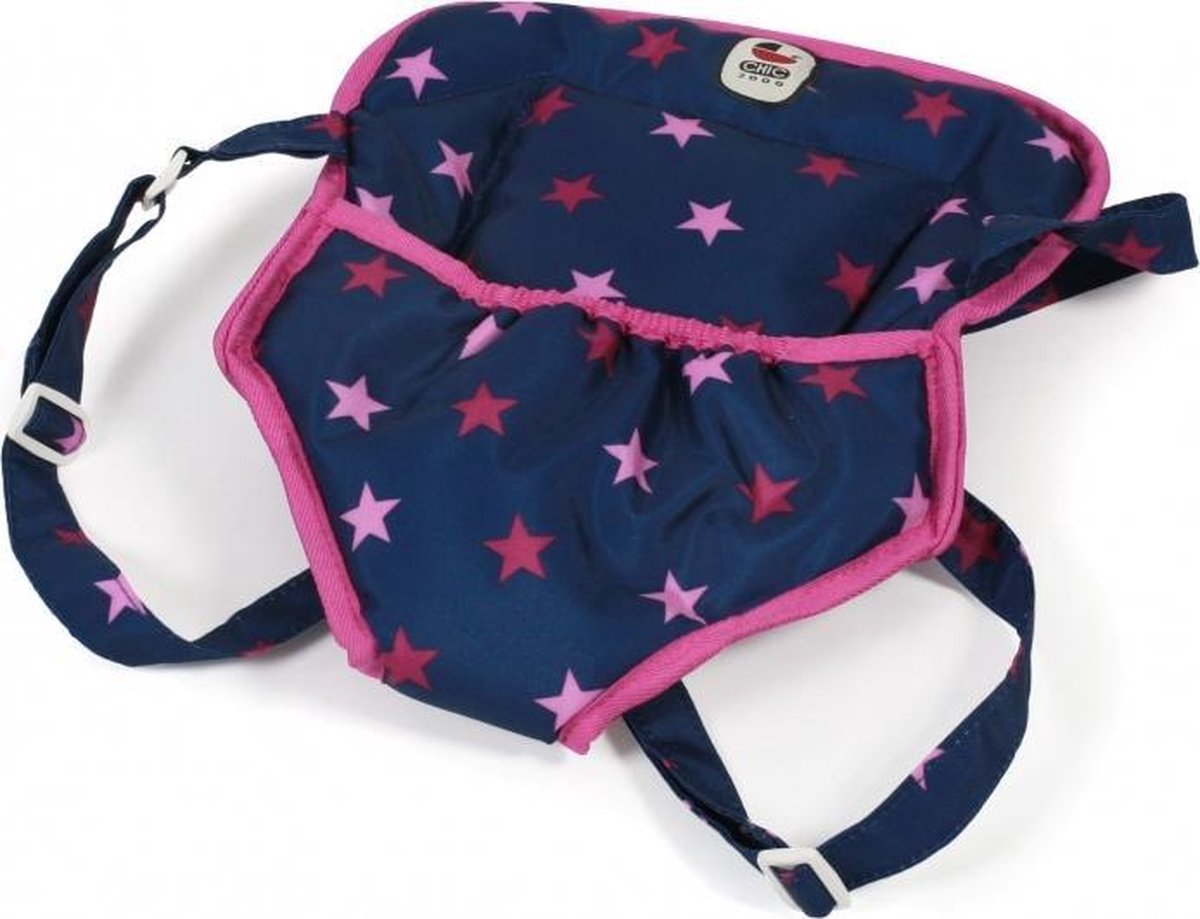Bayer chic Poppen draagzak (donkerblauw/roze ster)