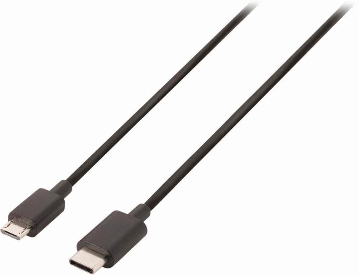 USB-Kabel | USB Type-C™ Male | USB Micro-B Male | Vernikkeld | 1.00 m | Rond | PVC | Zwart | Blister