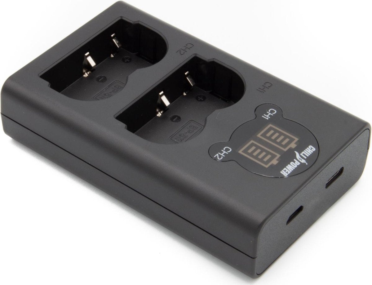 ChiliPower Canon BP-511 / BP-511A dubbellader voor 2 camera accu's (tegelijk)