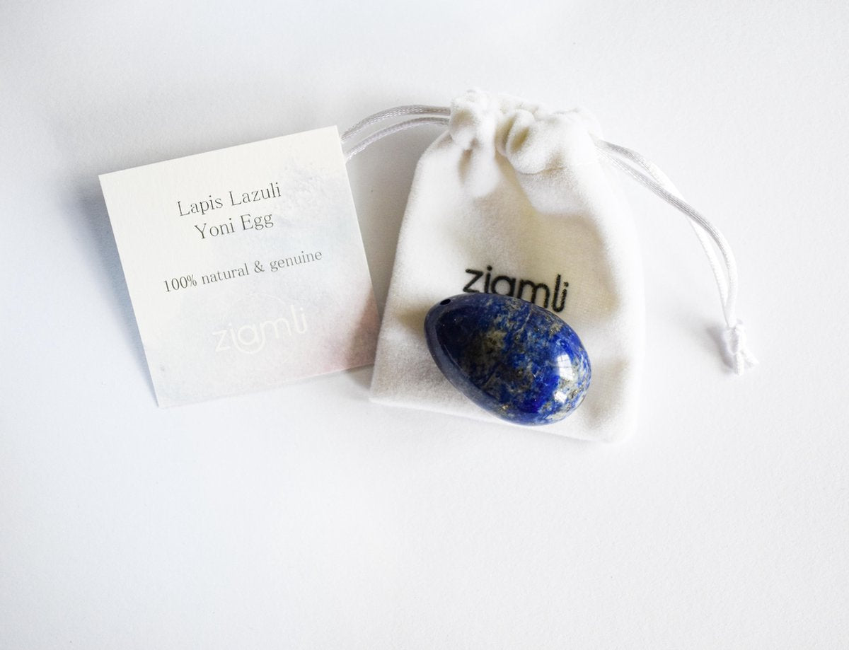 Ziamli yoni ei L (45*30 mm) - 100% lapis lazuli - Massage ei - Yoni egg lapis lazuli - Drilled