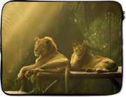 Laptophoes 17 inch - Leeuwen - Jungle - Zon - Laptop sleeve