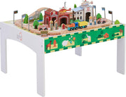 Teamson Kids Houten Speelgoed Treinrails set voor Kinderen (85 stuks) met Tafel