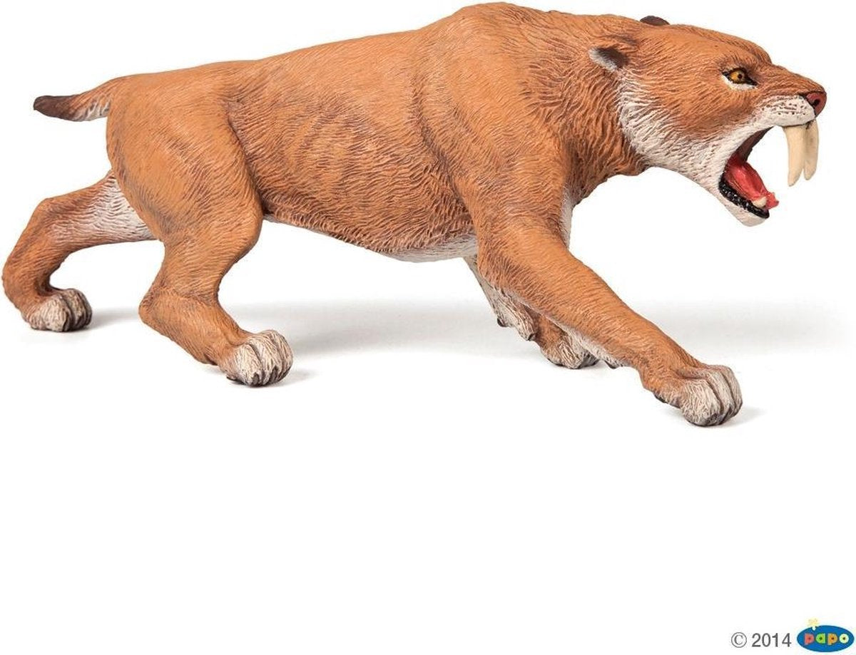 Speelfiguur - Prehistorie - Sabeltandtijger - Smilodon - Brullend