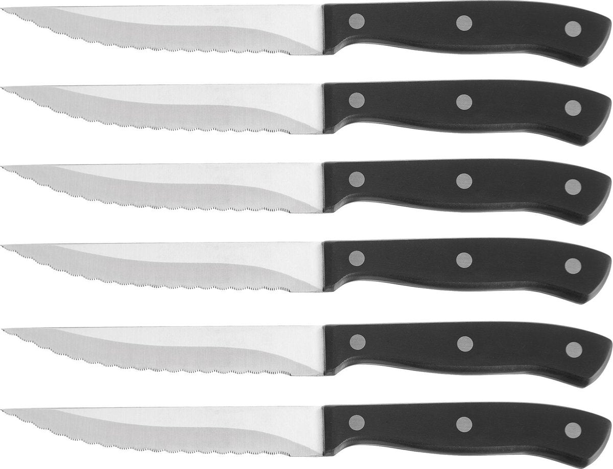 Homey's Cooking Equip Steakmessenset - 6-Delig - 12 cm - Microkarteling - Vaatwasserbestendig