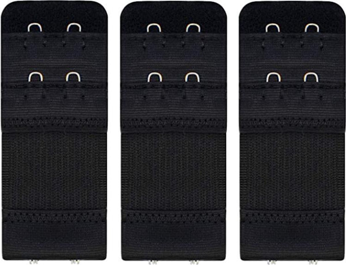 Trendfield BH Verlengstuk 2 Haakjes - 3Pack- Zwart