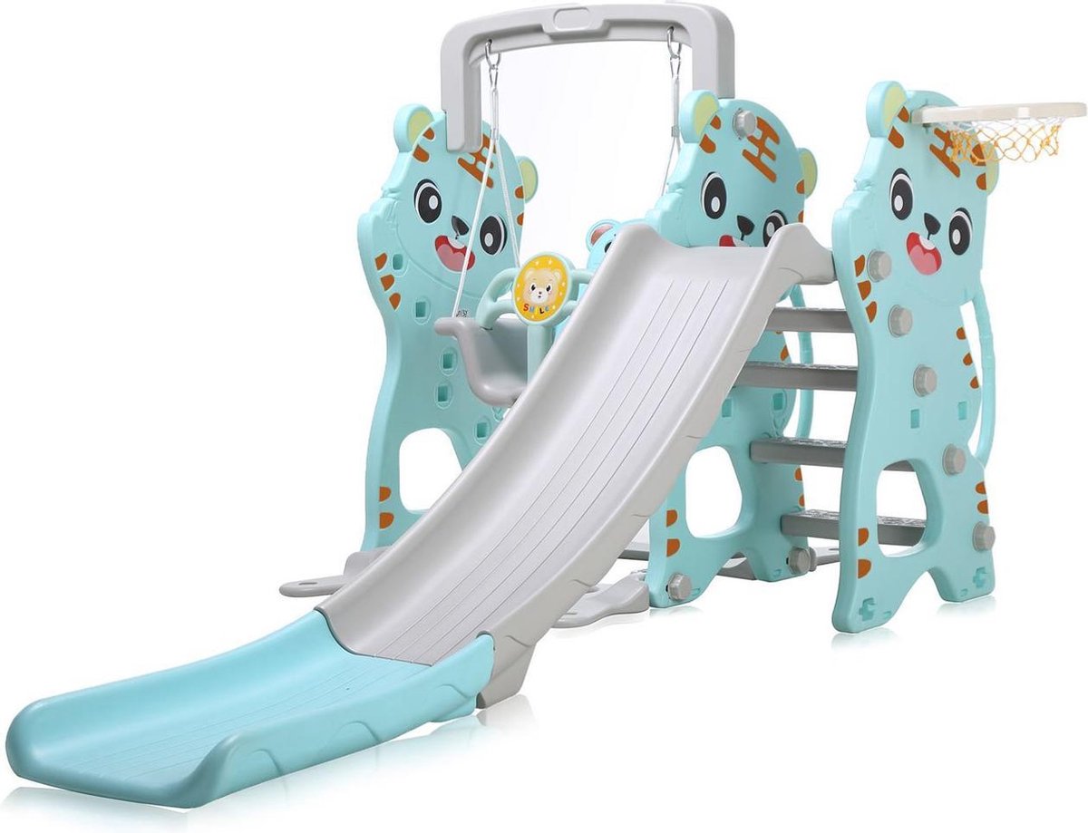 Bobby's Kinderglijbaan met Schommel - Speelplaats - Binnen en Buiten - Voor Kinderen - 210 x 187 x 122 cm