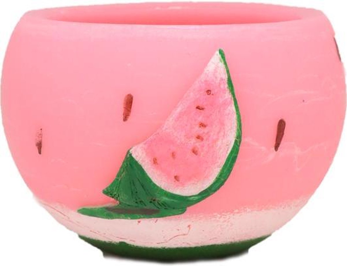 Watermeloen geurend ronde wax windlicht 100/144 (incl. 1 stuk 3 uurs theelicht)