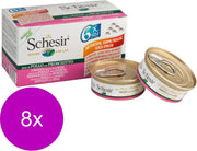 Schesir Kat Mp Blik Gelei 6x50 g - Kattenvoer - 8 x Kipfilet&Ham