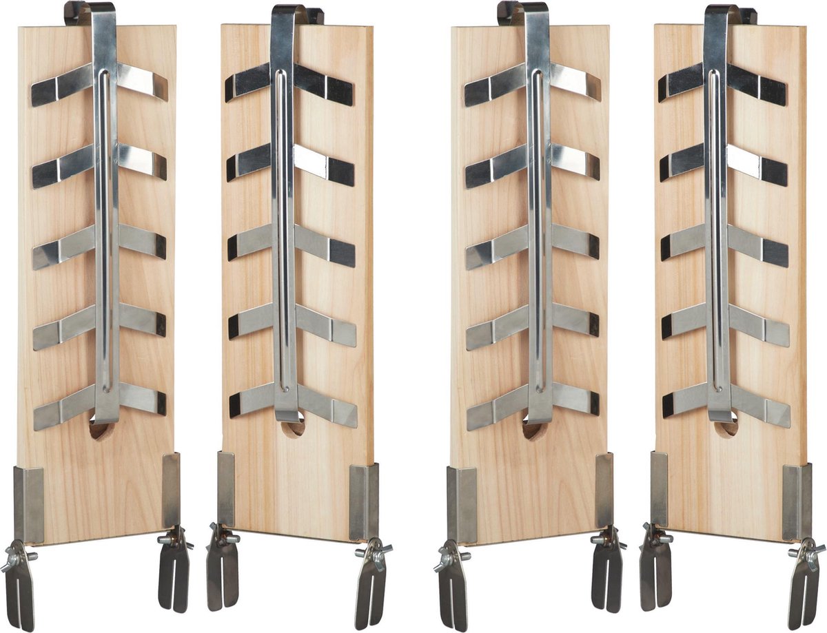 relaxdays 4 x rookplank in set - edelstaal houder - cederhout - zalmplank – barbecue