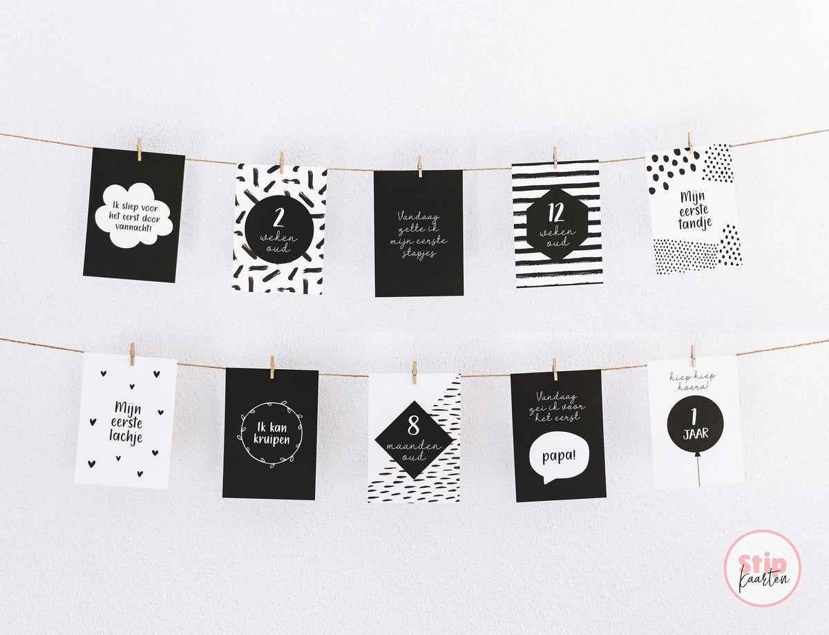 Mijlpaalkaarten Baby (20 kaarten) - Stipkaarten.nl | Kraamcadeau | Geboorte