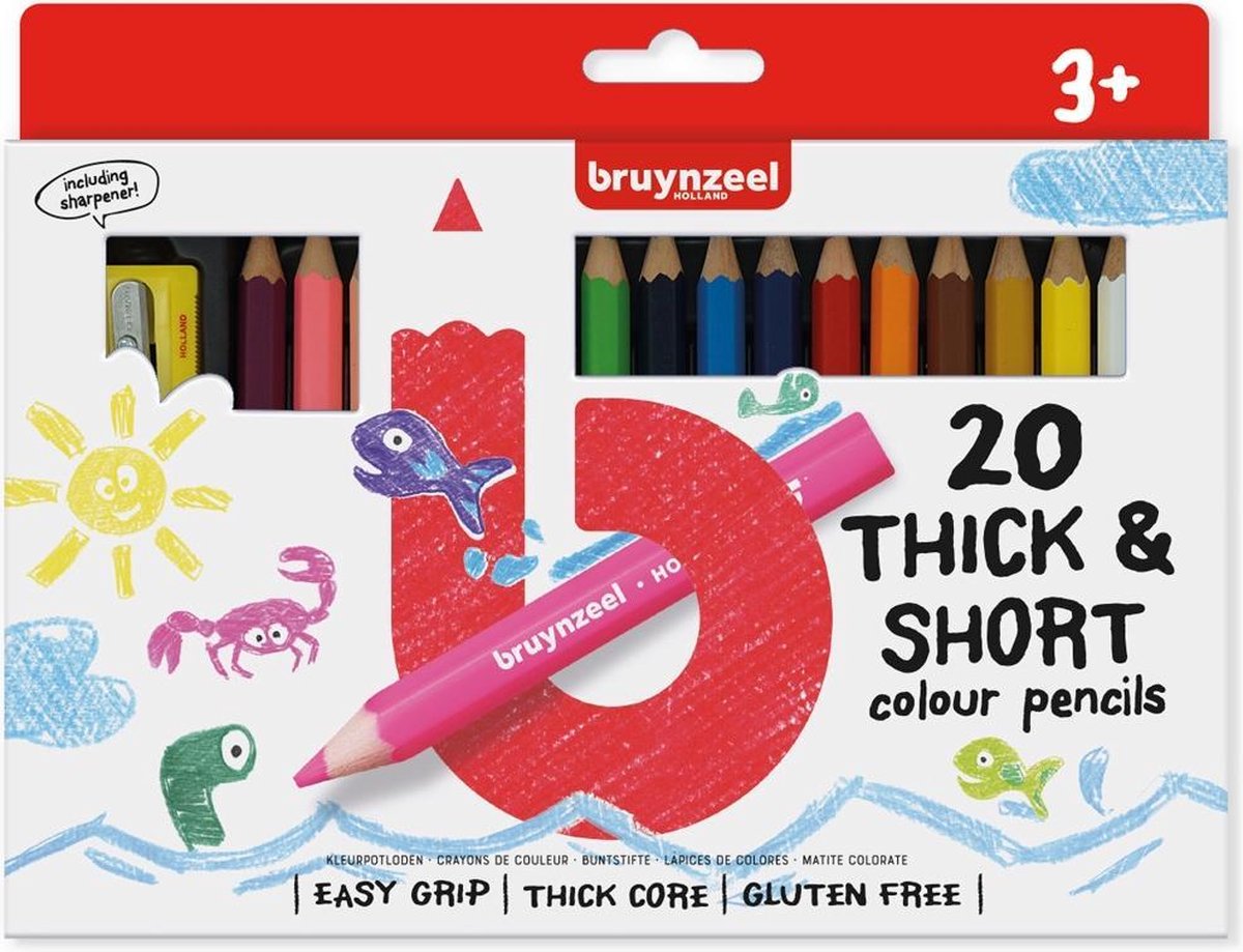 Bruynzeel - Kleurpotloden - Kort & dik - Easy grip - 20st.