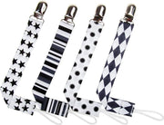 Speenkoord Set 4 x - Relax - Glanzend Satijn Look - Grijs - Diepblauw - Wit - Zwart