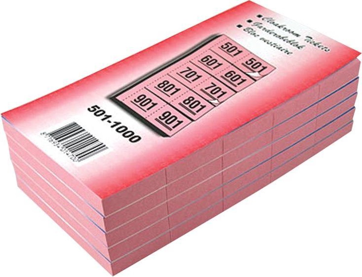 19x Garderobeblokken nummers van 501 t.e.m. 1.000